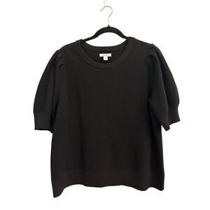 Nine West Short Puff Sleeve Sweater XXL Black